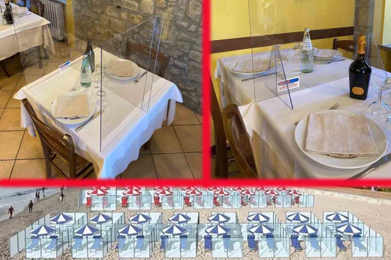 lastre in plexiglas per separare i commensali nei ristoranti