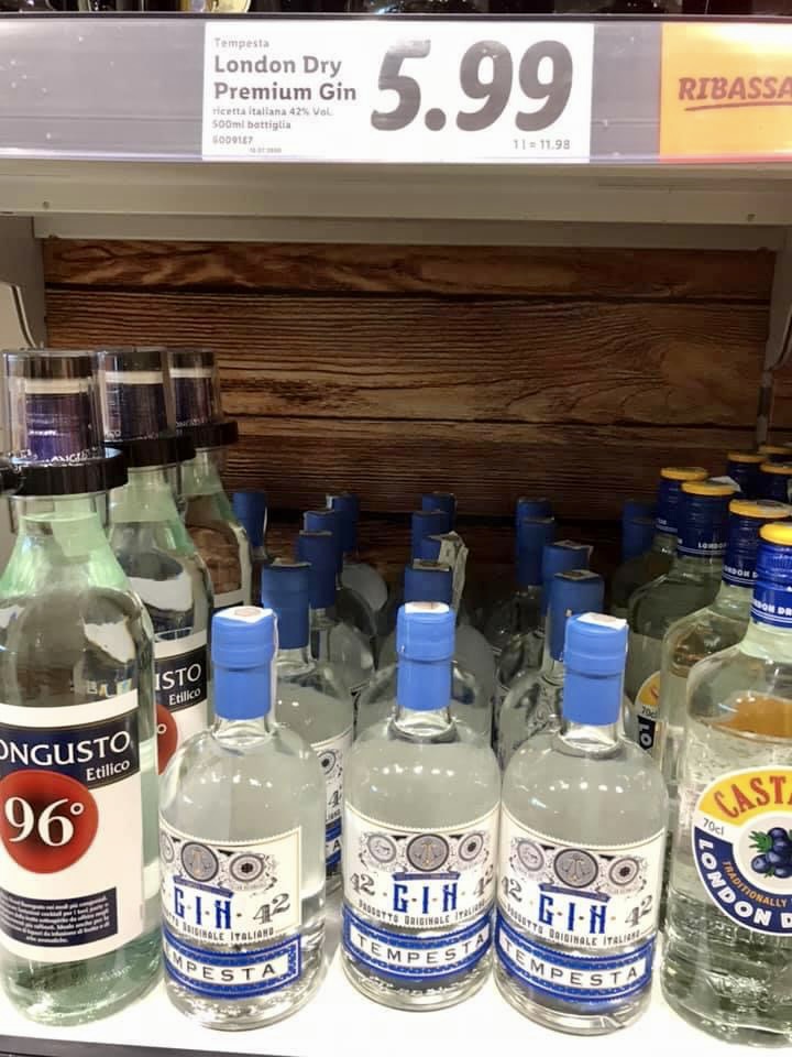 Gin lidl tempesta prezzo scaffale supermercato