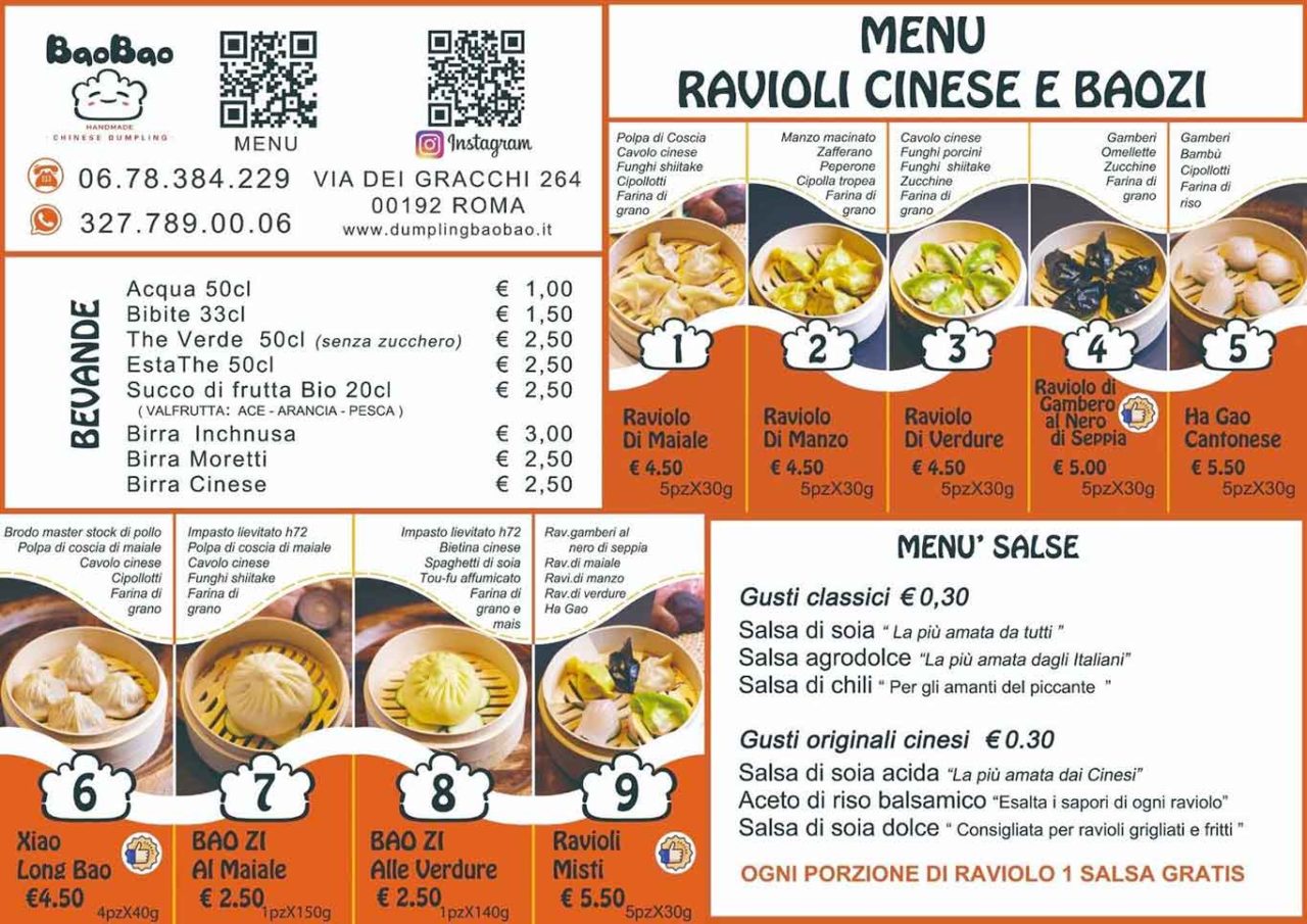ravioli cinesi a Roma menu e prezzi Bao Bao Dumpling