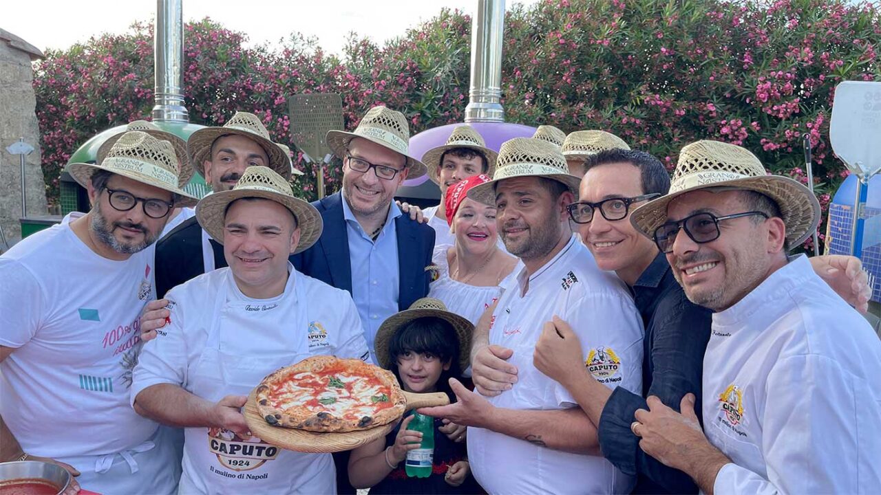 I pizzaioli con Lorenzo Fontana al Capodanno del Mugnaio 2023