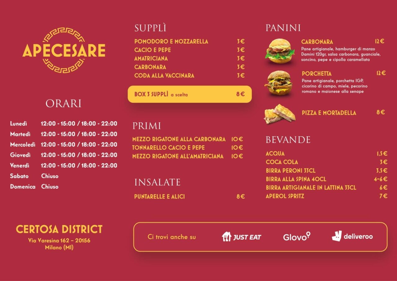 Cerosa District a Milano: menu e prezzi di Apecesare