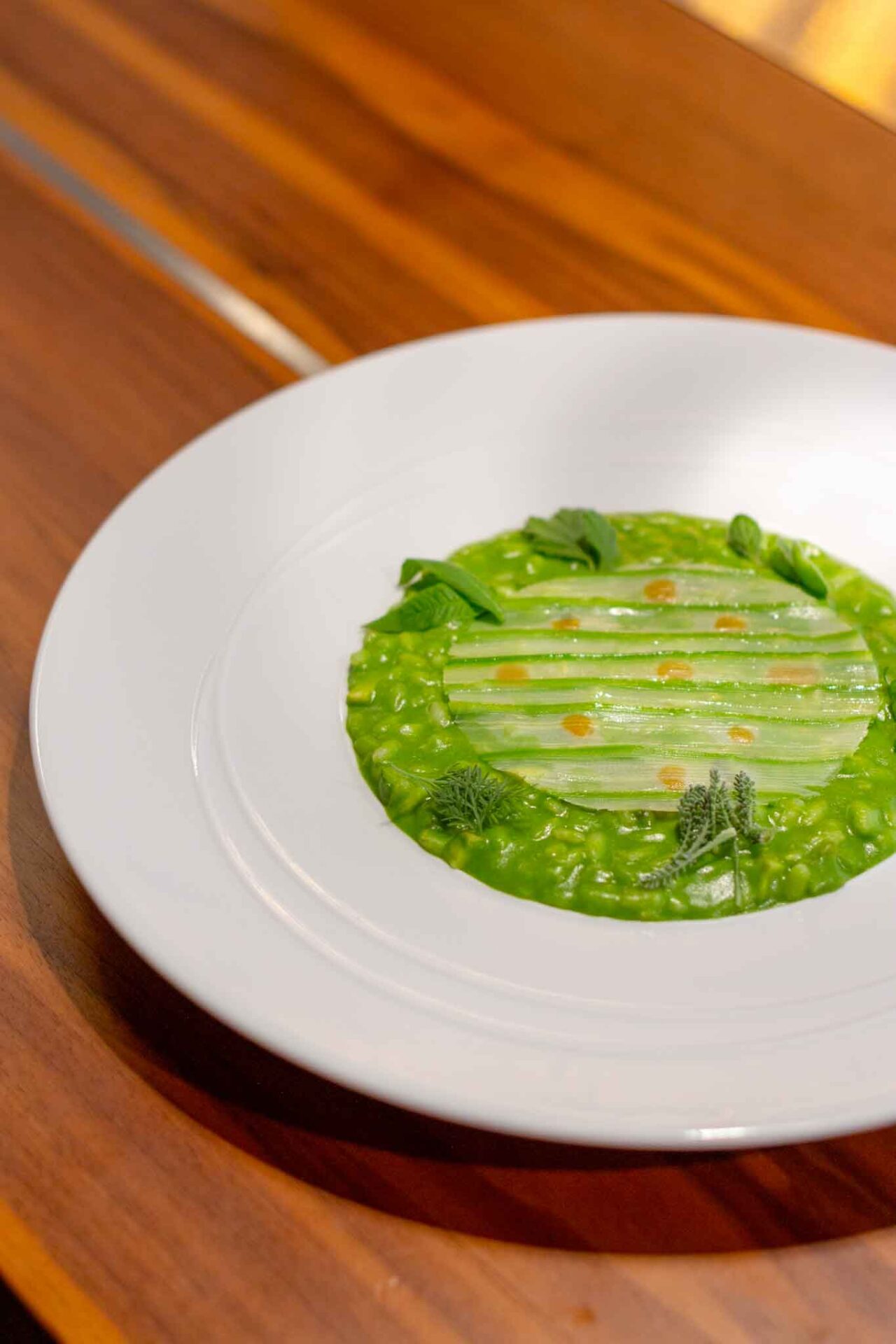 recensione del menu di primavera del ristorante Scatto a Torino: risotto carnaroli in verde